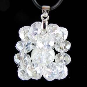  35mm faceted crystal rondelle AB pearl pendant