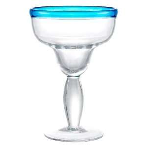  Festival Blue Rim Margarita Glass: Kitchen & Dining