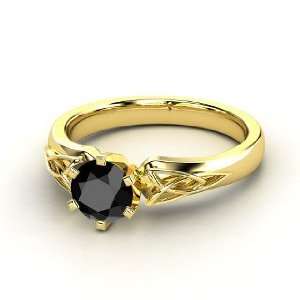    Fiona Ring, Round Black Diamond 14K Yellow Gold Ring: Jewelry