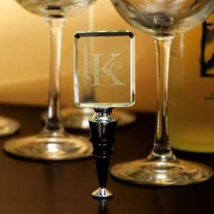  Rectangular Glass Monogram Wine Stopper K Kitchen 