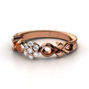  Corsage Ring, 14K Rose Gold Ring with Diamond: Jewelry