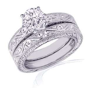  0.90 Ct Round Solitaire Diamond Antique Engagement Wedding Rings 