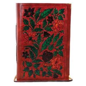  Hand Painted Flower Leather Blank Book 