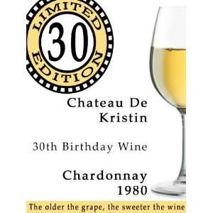  30th Birthday Gift Wine Label   Limited Edition 