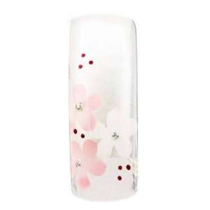Cala Airbrushed Nail Tips Set White & Pink Flowers 87753 + Aviva Nail 