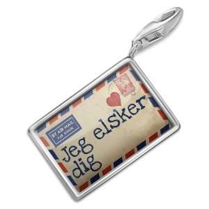 FotoCharms I Love You Love Letter from Denmark Danish   Charm with 