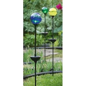  6 Swirl Glass Solar Lights Patio, Lawn & Garden