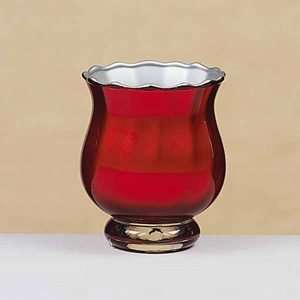 Red Silver Flared Glass Votive Candle Holder Wedding:  Home 
