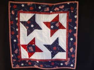 Patriotic quilt wallhanging table stripes and stars flag handmade 