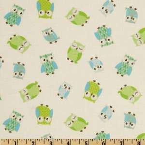  44 Wide Owl Family White/Multi Fabric By The Yard: Arts 