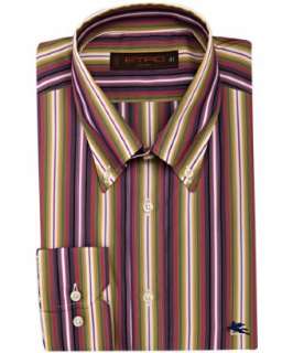 Etro plum textured multi striped button down dress shirt   up 