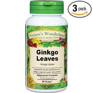 Natures Wonderland Ginkgo Leaves Herbal Supplement Capsules, 475 mg 