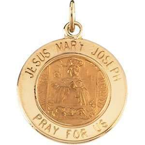  14k Gold Jesus, Mary And Joseph Medal: Jewelry