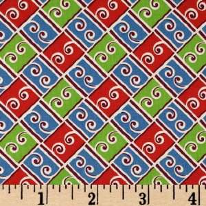   Melody Tiles Blue\Green\Red Fabric By The Yard: Arts, Crafts & Sewing