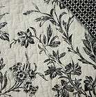 LAURA ASHLEY AMBERLEY BLACK TOILE 3pc QUEEN QUILT SET BOTANICAL SHABBY 