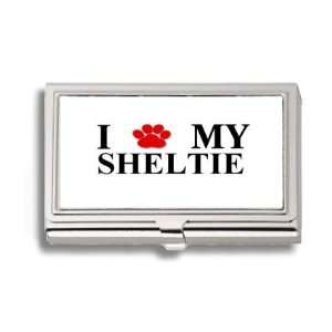  Sheltie Paw Love My Dog Business Card Holder Metal Case 