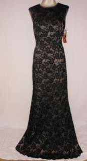   Adrianna Papell Black Lace Open Back Gown E! Red Carpet 12 $280  