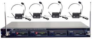   PDWM4400 4 Mic VHF Wireless Lavalier Headset Microphone Mic System