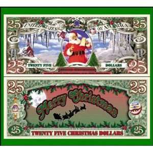   of 5 Bills $25 Christmas Dollars Money Novelty Bill: Everything Else