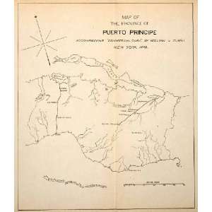  Caribbean Map Province Puerto Principe Island   Original Lithograph