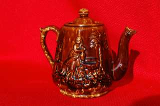 Bennington Pottery Teapot Rebecca at the Well Brown  