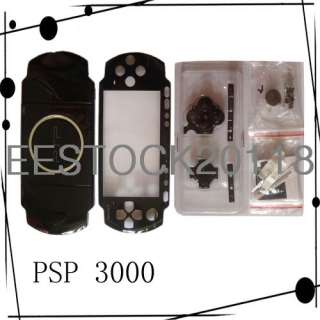 Black Full Housing PSP 3000 3001 Shell Case Cover Faceplate Buttons 
