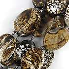 30mm brown crab agate swirl flat oval beads 7 strand  