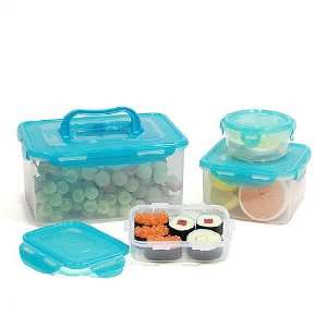  Lock&Lock 8 Piece Lunch Box, 4 Containers, Blue Lid 