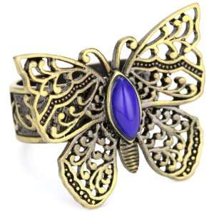   Rings Enchanted Burnished Gold Filigree Butterfly Adjustable Ring