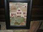 picture primitive country outdoor scene red mailbox trees black frame