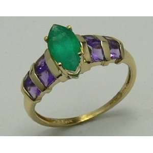   Great Combination Colombian Emerald & Amethyst Ring 