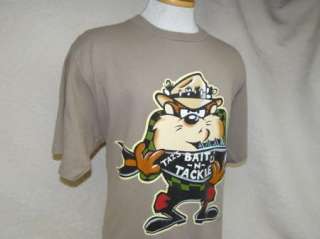 1996 LOONEY TUNES TAZ t shirt TAZS BAIT & TACKLE FISHING XL  