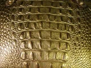NWT BRAHMIN CLAUDIA Golden Hazelnut Melbourne Croc Print Leather 