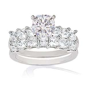 30 Ct Cushion Cut Diamond Engagament Wedding Rings Set CUT:EXCELLENT 