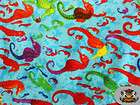 Fleece Printed SEA HORSES Fabric sold by the yard