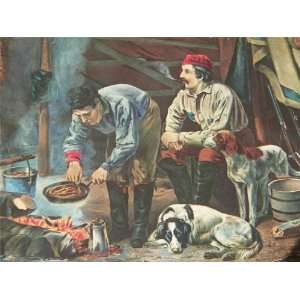    Currier & Ives Print Camping in the Woods 551 