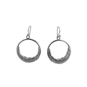  Barse Silver Overlay Frond Loop Earrings: Jewelry