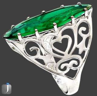 size 7 5cts GREEN FAUX PARIS EMERALD MARQUISE 925 SILVER COCKTAIL RING 