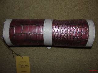 BFS03~TUSCAN DESIGNS Purple CROC Embossed Leather Travel Jewelry Case 