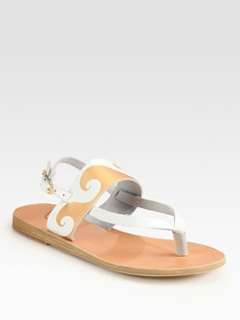 Ancient Greek Sandals   Amphitrite Leather Slingback Thong Sandals