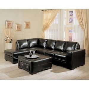 Leather Sectional Sofa Set   2 Piece with Chaise on Left in Dark Brown 