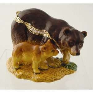  Bear mom and child bejeweled jewelry box
