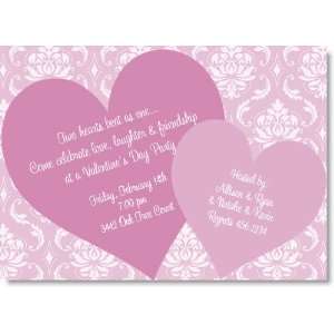  Two Hearts Beat As One Valentines Day Party Invitations 