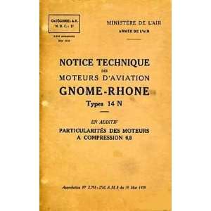   Rhone Gnome Type 14 N Aircraft Engine Manual Gnome Rhône 14N Books