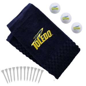 NCAA Toledo Rockets Embroidered Golf Towel, Golf Balls & Tees Gift Set