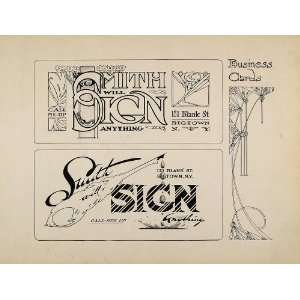  1910 Print Business Card Design Template Art Nouveau 