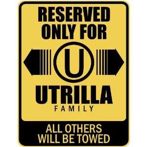     RESERVED ONLY FOR UTRILLA FAMILY  PARKING SIGN