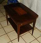 Burl Walnut Inlaid Side Table End Table with Drawer by Stanley
