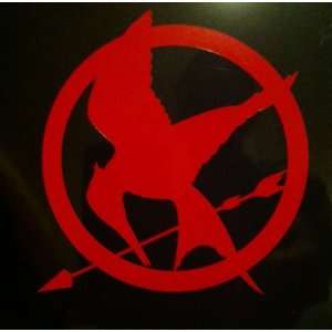 Hunger Games Mocking Jay Sticker Decal Red 4 x 4 inches 