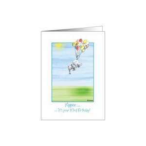   83rd Birthday, cute Elephant flying with balloons Card Toys & Games